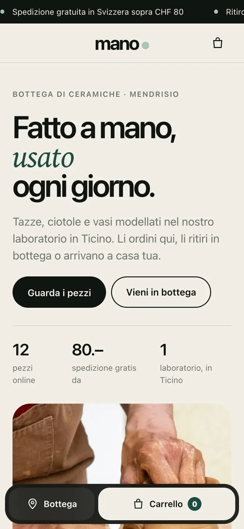 Demo negozio Mano sul telefono