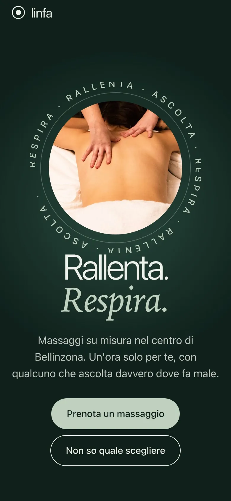 Demo studio massaggi Linfa sul telefono